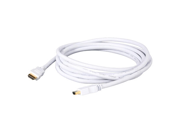 BASIC HD14-0300-WS HDMI kabel, 4 K. 3m Hvit. Braided, 19 x 0,15 mm²