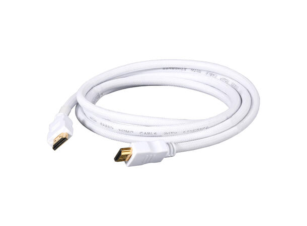 BASIC HD14-0200-WS HDMI kabel, 4 K. 2m Hvit. Braided, 19 x 0,15 mm²