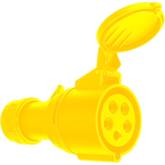 GDE 16A CEE kontakt for kabel 110V 4h. IP44, 4p (3P+E). Gul