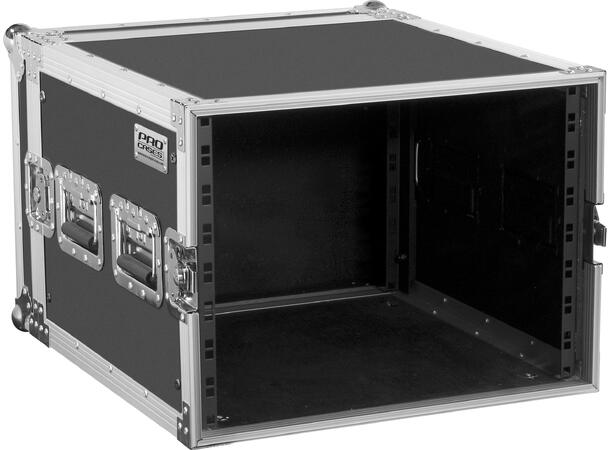 GDE 19'' flightcase, inv. D: 520mm. 10U 9mm plate, 4 butterfly, 4 håndtak
