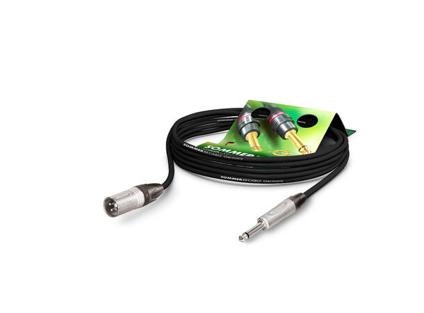 SOMMER SG75 Mikrofonkabel, 0,5m, sort 2 x 0,22 mm² | XLRm / TS jack, NEUTRIK